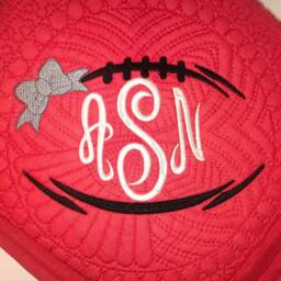 Personalized Baby Girl Football Quilt, Monogrammed Cotton Blanket - thumbnail 2