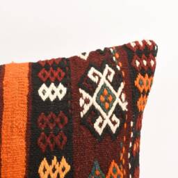 Handmade Kilim Lumbar Pillow Cover Vintage Turkish Rug, 16x24 - thumbnail 2