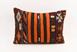Handmade Kilim Lumbar Pillow Cover Vintage Turkish Rug, 16x24 - thumbnail 1