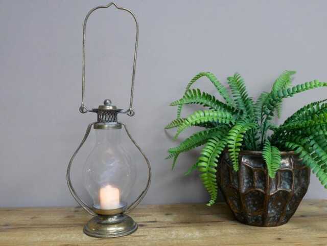Vintage Candle Holder Lantern - Rustic Deocrative Glass Holder. Hanging Or Free Standing - image 1
