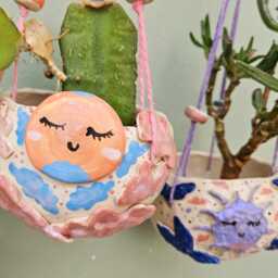 The Sunny Sun Sun Handmade Ceramic Hanging Planters, Succulent Pot Cactus Pot, Plant Indoor, Garden Outdoor Planter. Pottery - thumbnail 3