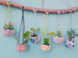 The Sunny Sun Sun Handmade Ceramic Hanging Planters, Succulent Pot Cactus Pot, Plant Indoor, Garden Outdoor Planter. Pottery - thumbnail 1