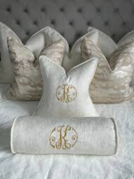 "Limited Edition Luxury Personalised Initial Embroidered Piped Cushion Cover 16""x 16" - thumbnail 1