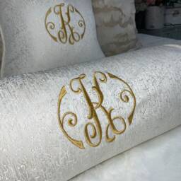 "Limited Edition Luxury Personalised Initial Embroidered Piped Cushion Cover 16""x 16" - thumbnail 3