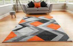 New Orange Silver Grey Rugs Small Large Mats Modern Contemporary Design UK