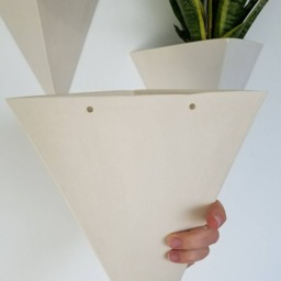 Matte White Porcelain Wall Planter Geometric Triangle Vase - thumbnail 2