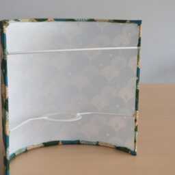 Wall Sconce in Japanese Printed Cotton With Small Turquoise & Green Parasols, Wall Fan-Shaped Fabric - thumbnail 2