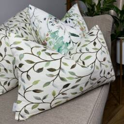"Leaf Design Green Cushion Cover, Voyage Cervino Designer Handmade Pillow 12"" X 20" - thumbnail 1
