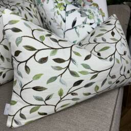 "Leaf Design Green Cushion Cover, Voyage Cervino Designer Handmade Pillow 12"" X 20" - thumbnail 4