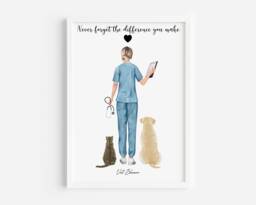 Personalised Vet Print, Veterinary Nurse Gift For Vet, Gift, Retirement Graduation - thumbnail 1