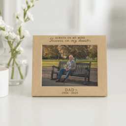 Personalised Dad Memorial Photo Frame - Engraved Remembrance Keepsake, Wooden Grandad Custom - thumbnail 3