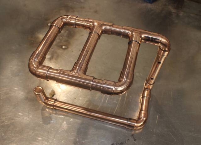 Solid Copper Industrial Toilet Paper Roll Holder - Holds Spare Roll Or Phone - image 1