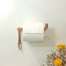 Solid Copper Industrial Toilet Paper Roll Holder - Holds Spare Roll Or Phone - thumbnail 4