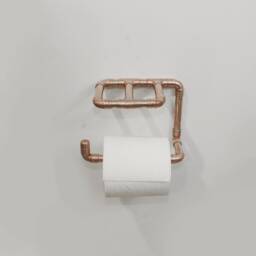 Solid Copper Industrial Toilet Paper Roll Holder - Holds Spare Roll Or Phone - thumbnail 3