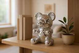 Disco Ball Bear - Mirror Mosaic Decor 70S Retro-Inspired Sparkle Figurine Gift For Home & Office - thumbnail 1