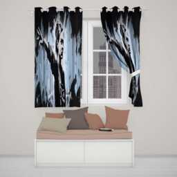 Female Activist Black & Blue Graffiti Unique Distinctive Artwork For Home Decor Readymade Eyelet Ring Top Thermal 100% Blackout Curtains - thumbnail 2