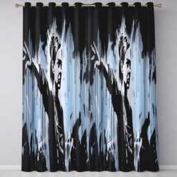 Female Activist Black & Blue Graffiti Unique Distinctive Artwork For Home Decor Readymade Eyelet Ring Top Thermal 100% Blackout Curtains - thumbnail 3