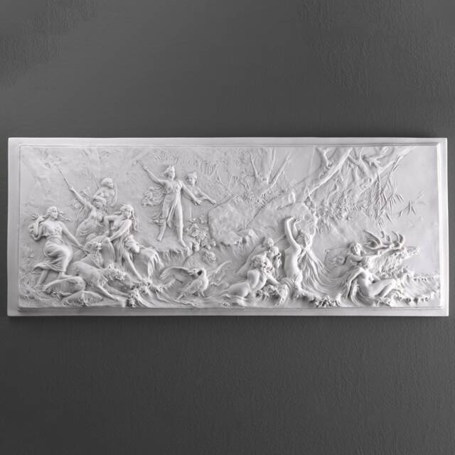 Diana - Goddess Artemis Hunting Bas-Relief - Greek Roman Wall Sculpture Art Decor Plaque Made in Europe - 24 X 58 cm /9.4 22.8 Inch - image 1