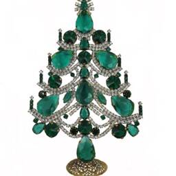 Handcrafted Rhinestone Crystal Tabletop Christmas Tree, Czech Sapphire Ornament - thumbnail 3