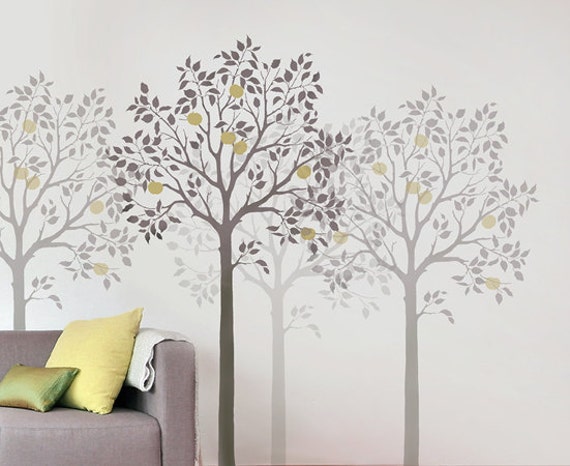 Large Fruit Tree Stencil - Reusable Wall Stencils For Diy Decor - image 1