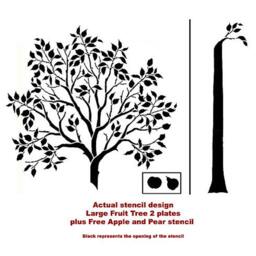 Large Fruit Tree Stencil - Reusable Wall Stencils For Diy Decor - thumbnail 4