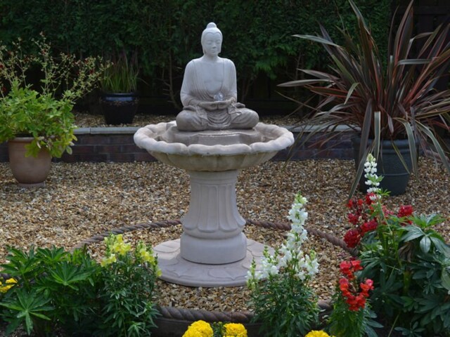Serene Buddha Water Feature Solar Pump Stone Fountain