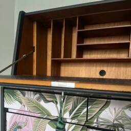 Upcycled Secretary Desk Vintage Remploy Bureau With Hand-Painted Jungle Design - thumbnail 3