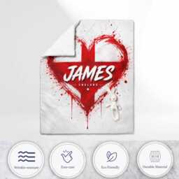 Personalised Name Heart England Flag Cot Bed Set Three Lions Nursery Bedding Football Supporter Present St George Cross Baby Room Decor Gift - thumbnail 4