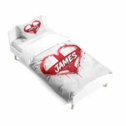 Personalised Name Heart England Flag Cot Bed Set Three Lions Nursery Bedding Football Supporter Present St George Cross Baby Room Decor Gift