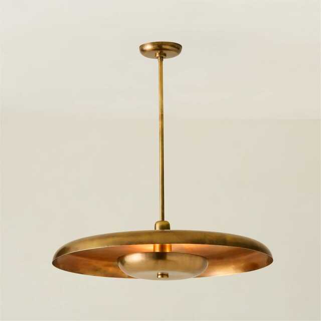 1950S Mid-Century Tennant Aged Brass Pendant Light Fixture- Stilnovo Style Modern Chandelier Italian Vintage Inspired For Living Room - image 1