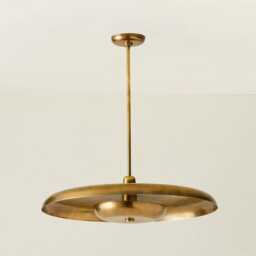 1950S Mid-Century Tennant Aged Brass Pendant Light Fixture- Stilnovo Style Modern Chandelier Italian Vintage Inspired For Living Room - thumbnail 3