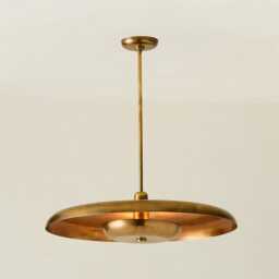 1950S Mid-Century Tennant Aged Brass Pendant Light Fixture- Stilnovo Style Modern Chandelier Italian Vintage Inspired For Living Room - thumbnail 1