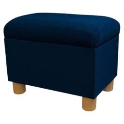 Navy Velvet Handmade Pouffe Stool Upholstered - British Bespoke Made - thumbnail 1