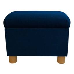 Navy Velvet Handmade Pouffe Stool Upholstered - British Bespoke Made - thumbnail 2