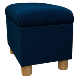 Navy Velvet Handmade Pouffe Stool Upholstered - British Bespoke Made - thumbnail 3