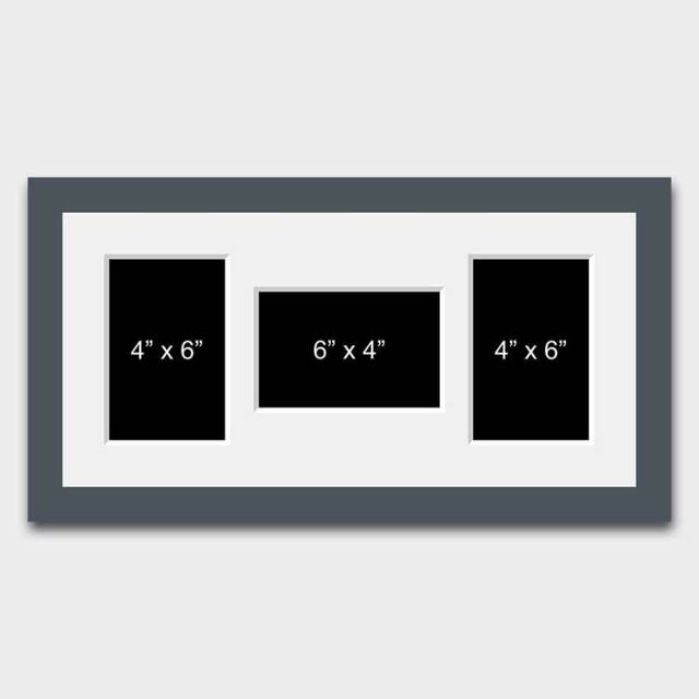 Multi Photo Picture Frame - Grey Wooden Collage Frame, Holds 3 Photos - image 1