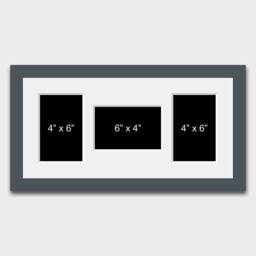 Multi Photo Picture Frame - Grey Wooden Collage Frame, Holds 3 Photos - thumbnail 1