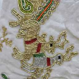 Personalised Handmade Beaded Christmas Velvet Stocking Holiday Decor Santa & Reindeer Embroidered Chimney Mantel Hanging 21 - thumbnail 4