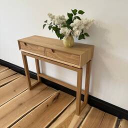 White Oak Console Table With Drawers, Narrow Long Solid Wood Entry Table, Skinny Small For Living Room, Scandinavian Furniture - thumbnail 2