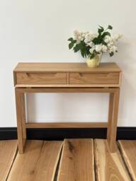 White Oak Console Table With Drawers, Narrow Long Solid Wood Entry Table, Skinny Small For Living Room, Scandinavian Furniture - thumbnail 1