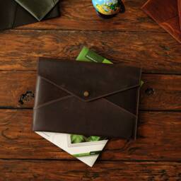 Personalized Leather Document Holder, A4 Envelope, Office Paper Case - thumbnail 2