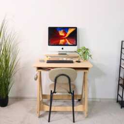Adjustable Height Plywood Desk Engraved Wooden Laptop Sit-stand Desk - thumbnail 2
