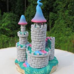Charming Miniature Fantasy Castle With Quartz Crystals ~ Tiny Fairy Crystal Colorful Mini Granite - thumbnail 3