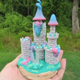 Charming Miniature Fantasy Castle With Quartz Crystals ~ Tiny Fairy Crystal Colorful Mini Granite - thumbnail 4