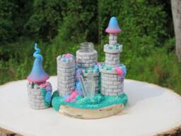 Charming Miniature Fantasy Castle With Quartz Crystals ~ Tiny Fairy Crystal Colorful Mini Granite