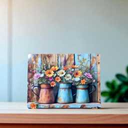Rustic Floral Metal Art Sign - Shabby Chic Flower Wall Display Garden Kitchen Home Decor - thumbnail 2