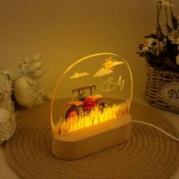 Personalized Tractor Night Light Custom Baby Boy Nursery Decor - thumbnail 3