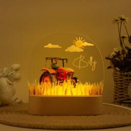 Personalized Tractor Night Light Custom Baby Boy Nursery Decor - thumbnail 2