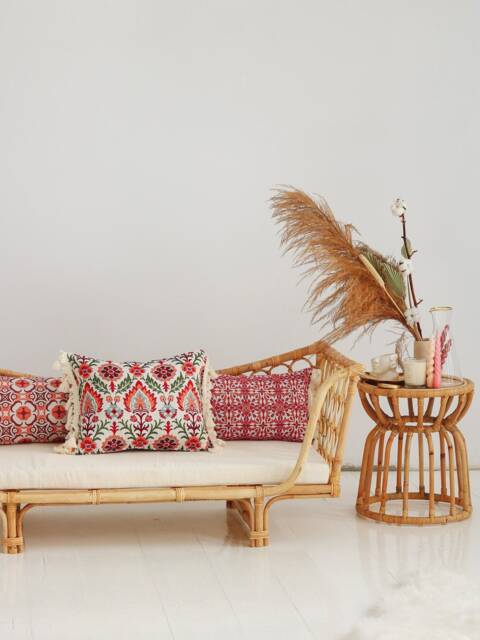Scarlet Iris in Cancaya Cushion With Fringe, Home Decor Cushion, Decorative Pillow, Cotton Sofa Cushion, Chair Bed - image 1