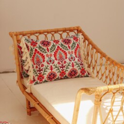Scarlet Iris in Cancaya Cushion With Fringe, Home Decor Cushion, Decorative Pillow, Cotton Sofa Cushion, Chair Bed - thumbnail 3